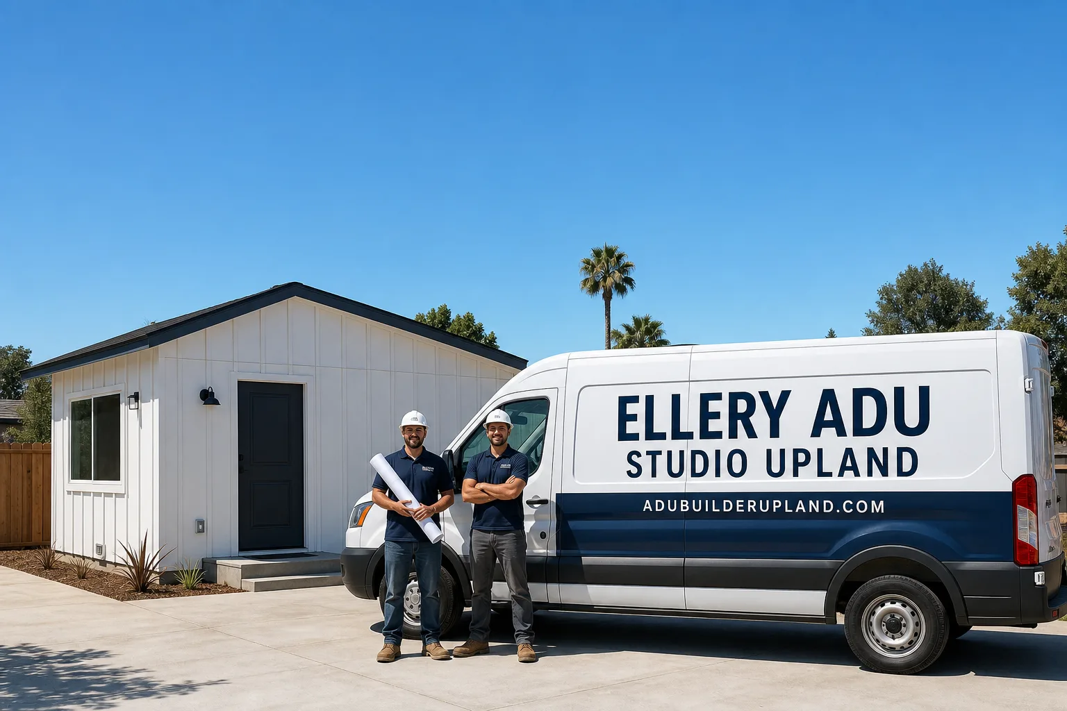 Ellery ADU Studio Upland adu service vehicle and crew in Upland, CA